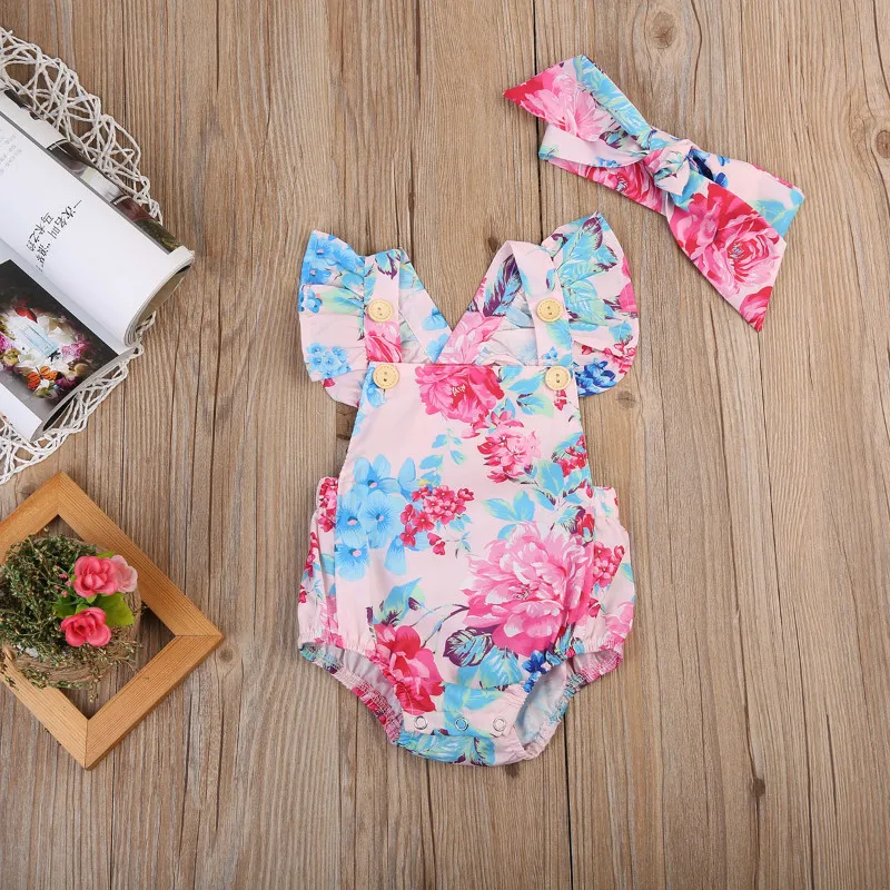 Pudcoco 2 шт./компл. летнее хлопчатобумажное Боди без рукавов с белыми цветами для