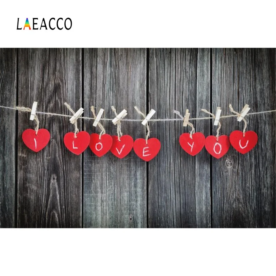 Laeacco любовь сердце деревянные доски Happy День Святого Валентина сцена