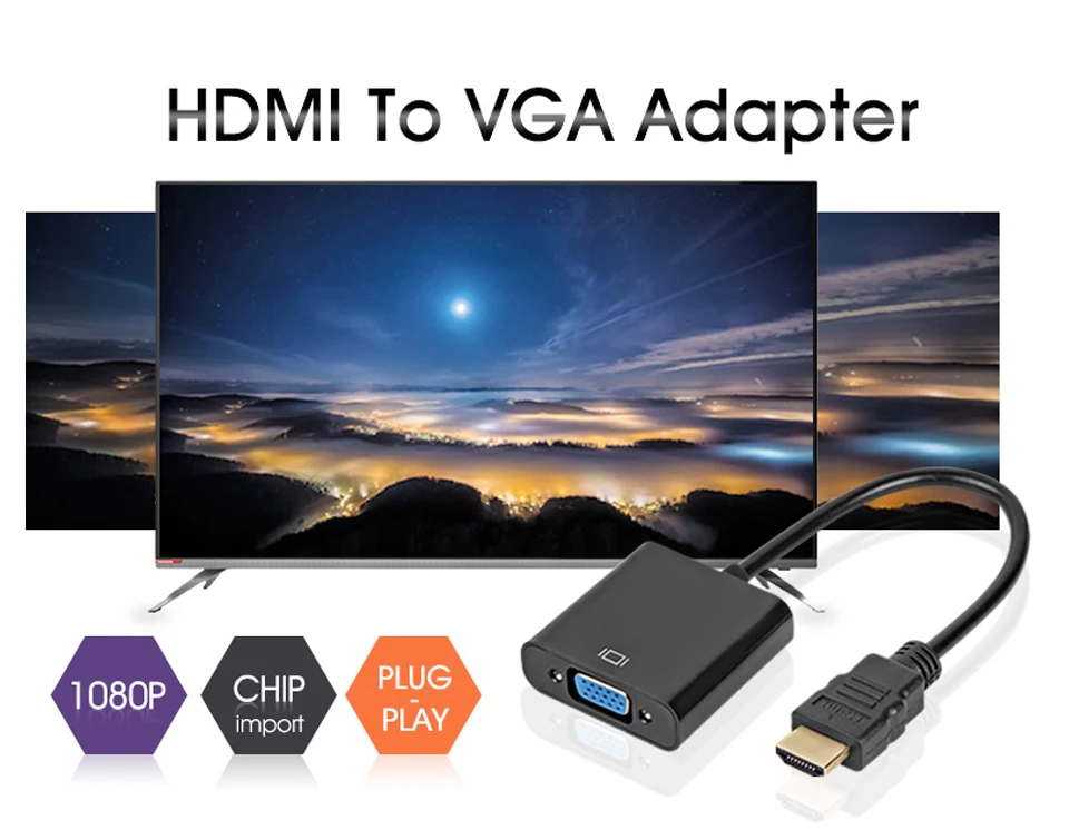 HDMI к VGA адаптер Мужской к Famale конвертер для PS4 1080P HDMI-VGA адаптер с видео аудио кабель Разъем HDMI VGA для ПК ТВ коробка