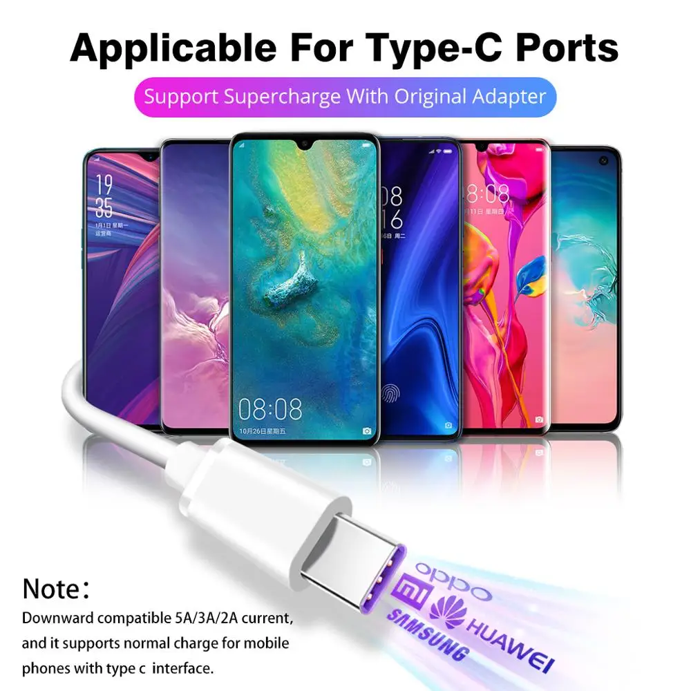 Кабель USB Type C 5A быстрое зарядное устройство телефонный кабель SCP FCP QC4.0 QC3.0 быстрая