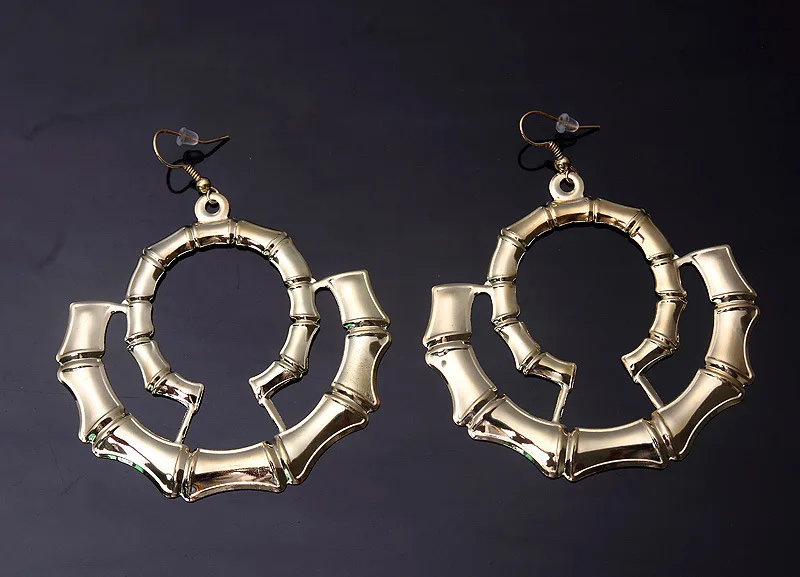 Новые модные большие золотые панк хип-хоп баскетбольные жёны Бамбуковые серьги