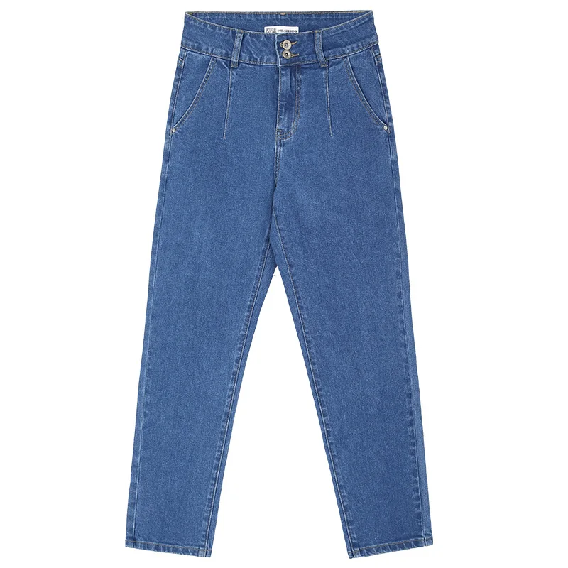 Женские винтажные джинсы LEIJIJEANS, модные голубые джинсы полной длины, с высокой посадкой, большие размеры, весна-лето