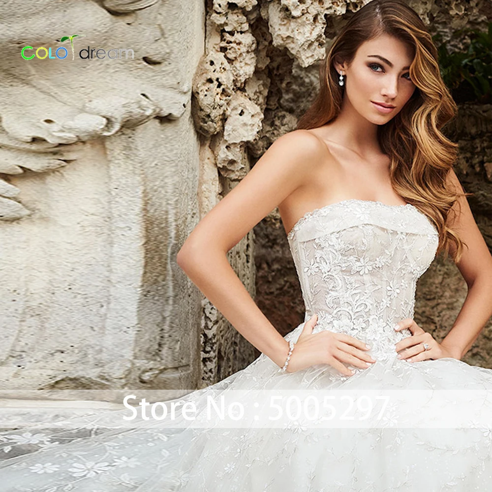 2019 свадебное платье A line vestido de novia Chapel train без бретелек | Свадьбы и торжества