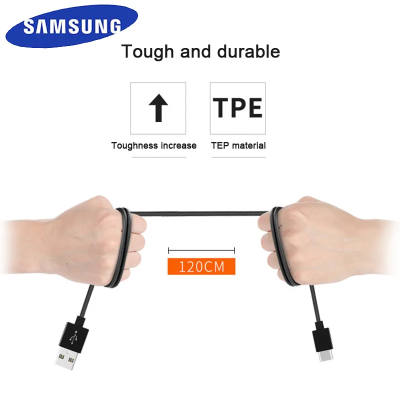 Кабель для быстрой зарядки samsung type-C для Galaxy S8 S8 Plus S9 S9 Plus Note8, 1,2 м, 2 А, кабель для передачи данных, зарядное устройство для смартфона