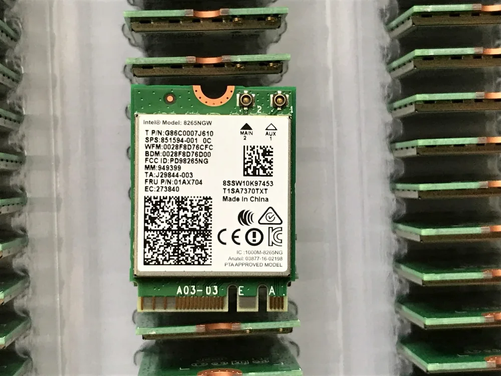 Новая Двухдиапазонная Wlan карта для Intel 8265NGW Wireless AC 8265 NGFF 802.11ac 867 Мбит/с 2x2 Wi Fi + Bluetooth 4