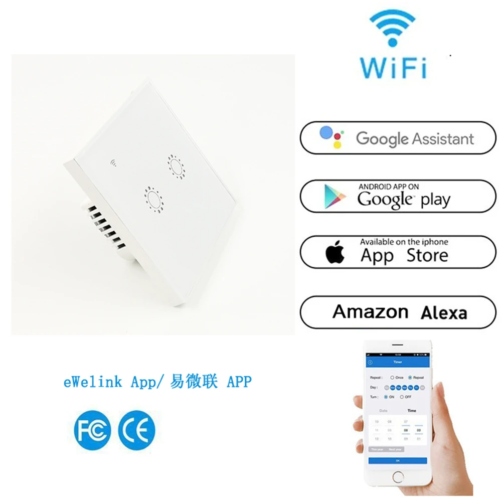LAIDEYI умный дом Wi-Fi светодиодный сенсорный выключатель Панель 1/2/3 Беспроводной умный переключатель дистанционного управление через приложение Поддержка Amazon Alexa Google Home, Новинка