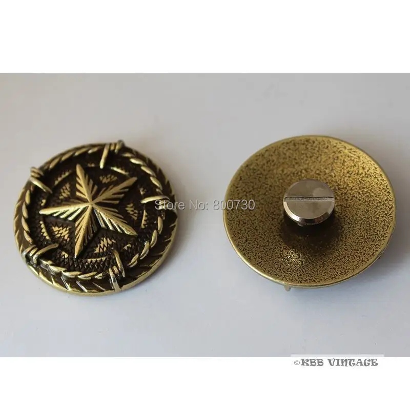 (KB205) 10 шт. 1 ''Западный Техас звезда Conchos с колючей проволокой латунь-цвет