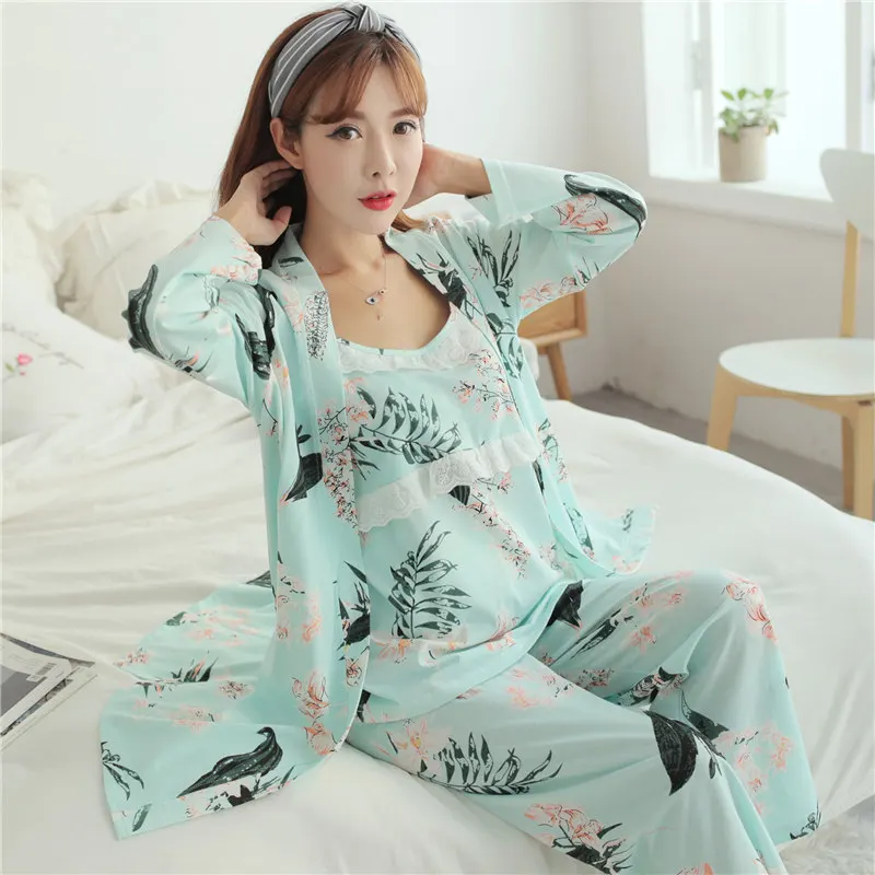 3 шт./компл. Лето ситец для беременных Грудное вскармливание пижамы Уход набор Для