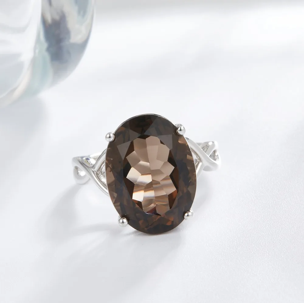 Hutang, 17.57ct, натуральный дымчатый кварц, ювелирный набор, серьги, кольцо, серебро 925 пробы, ювелирное изделие с драгоценным камнем для женщин, лучший подарок, новинка