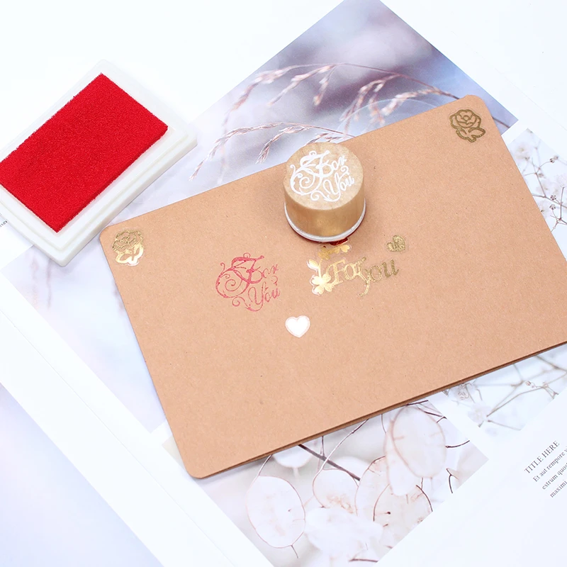 

1pc Round Wooden Rubber Stamp Stationery DIY Scrapbooking Paper Cards Decorations with Blessing Word Letter Stamp Party Supplies
