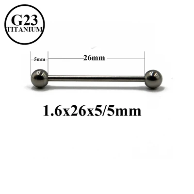 1.6x26x5x5mm BOG-1PC G23-Titanium, Промышленные Штанги, прямой пирсинг-штанга для языка, штанга для пирсинга, пирсинг, ювелирные изделия 14 г 16 г - Окраска металла: 1.6x26x5x5mm