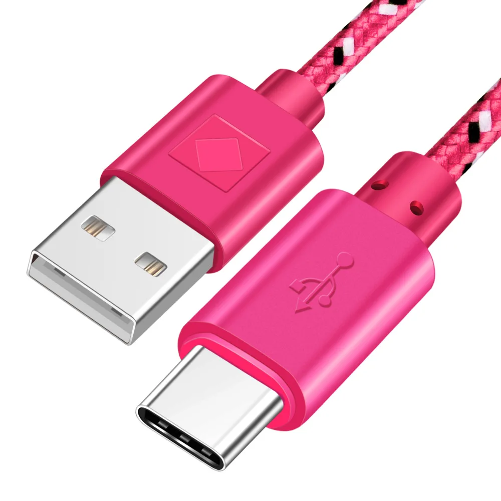 Rose Кабель Олаф type C с нейлоновой оплеткой USB 1 м 2 м 3 м Синхронизация данных Быстрая зарядка для samsung S9 S10 Xiaomi mi9 mi8 huawei USB C type C кабель - Цвет: Rose
