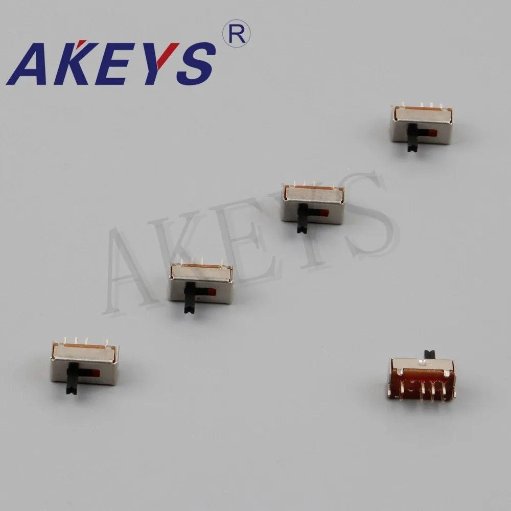 

50PCS SS-23D07 2P3T Double pole three throw 3 position slide switch 8 solder lug pin DIP type with 2 fixed pin