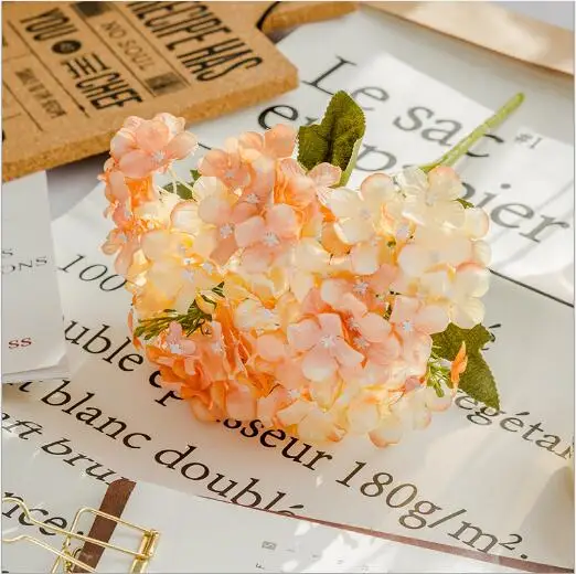 Шелковый цветок 5 филиалов головок Гортензия Свадебные цветы Для свадебной