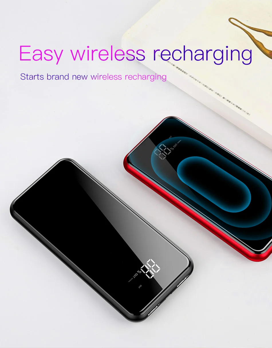 Baseus 8000mAh QI Беспроводное зарядное устройство 2A Dual USB power Bank для iPhone X 8 lcd power bank 5W Беспроводная зарядная площадка для samsung S9