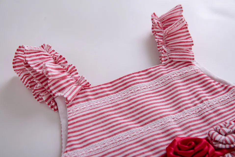 Pettigirl/Летняя одежда в красную полоску для маленьких девочек, одежда для маленьких девочек со штанами PP и головным убором, G-DMCS203-C153