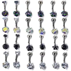 Серьги-гвоздики для пирсинга пупка из циркония, ювелирные украшения для прокола пупка с кристаллом двойногоодного цвета, 14 г, 1 шт.