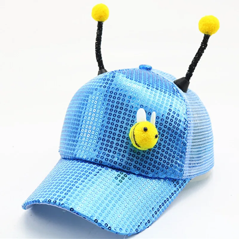 Детская бейсболка Bling Little Bee блестящая Кепка в стиле хип-хоп детская шапка с