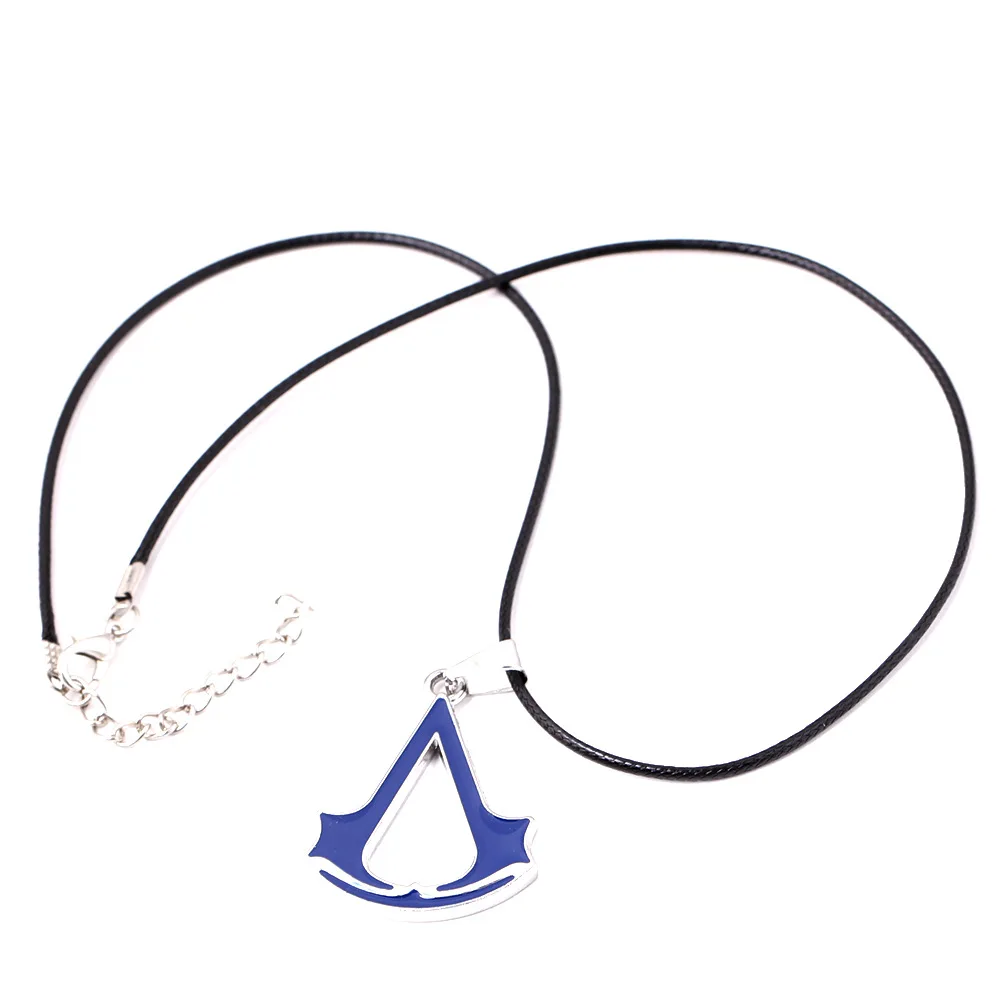 Assassins веревка для Ожерелья Цепочка лезвие кулон ожерелье красный синий кожаный