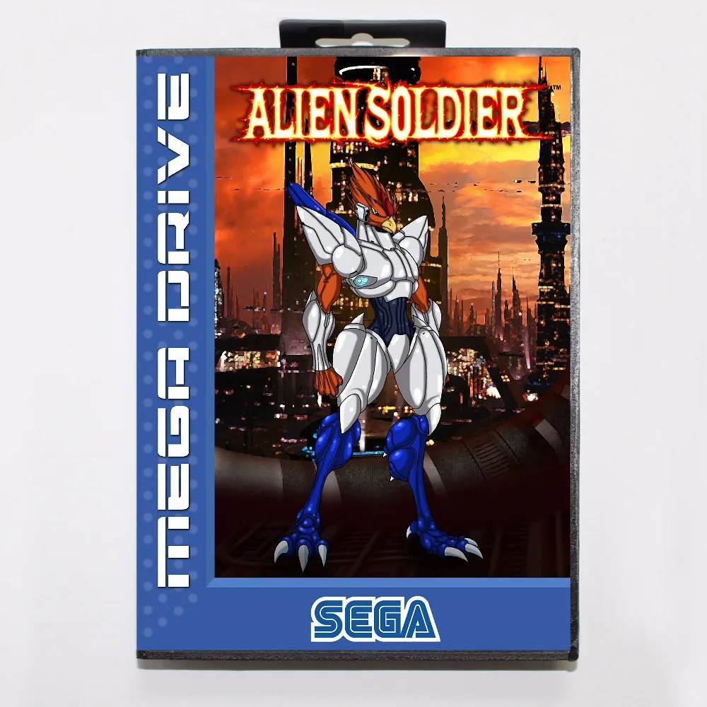 Чужой солдат 16 бит MD карточная игра с коробку для Sega игры Mega Drive Genesis|alien soldier|16 bitmd