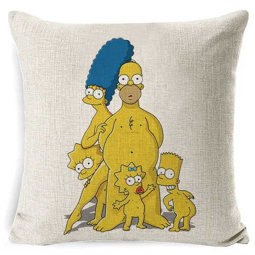 Бежевый FOKUSENT Семья комедийные Юмор The Simpsons мультипликационный персонаж изображения Подушка Чехол Украшение Дома Наволочка на подушку «Симпсоны» вентиляторы - Цвет: Бежевый