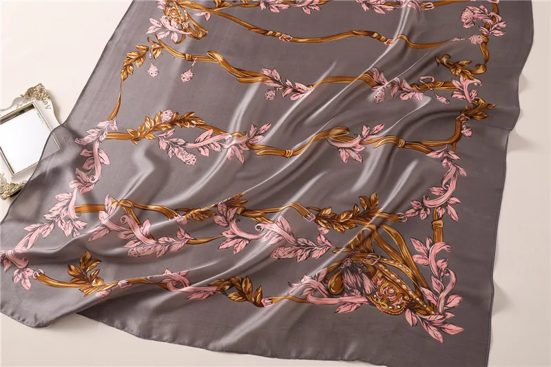 Длинные мягкие пляжные шаль foulard Soie sjaal женский шарф Шелковый шарф люксовый бренд ретро шарфы с цветочным принтом для женщин