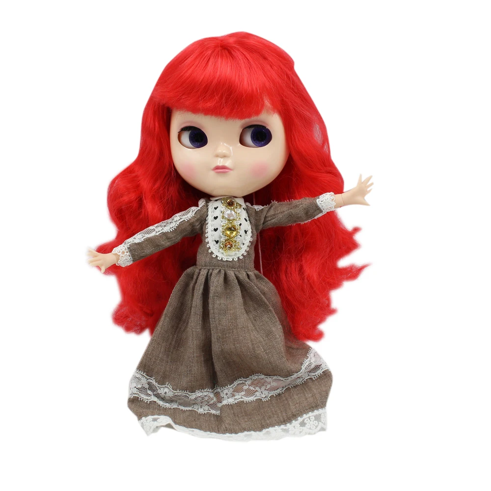 Шарнирная кукла ICY Doll фабричная с красными вьющимися волосами BL1248 подходит для