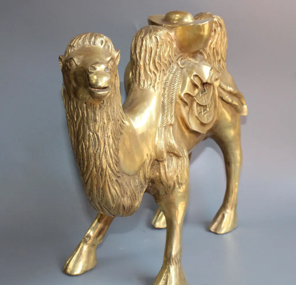 Фэншуй латунь богатство деньги благоприятная пустыня верблюд статуя лама | Дом и