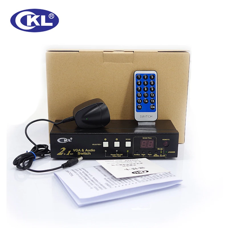 CKL-21S High-end Auto VGA Audio Switch Box 2 in 1 out Switcher 2048*1536 450MHz for PC Monitor wih IR Remote RS232 Control | Компьютеры и