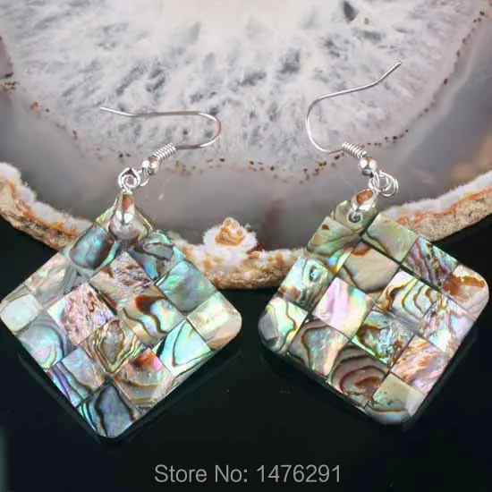 New Abalone Mop Shell Beads Square Pendant &amp Earring 1SET | Украшения и аксессуары