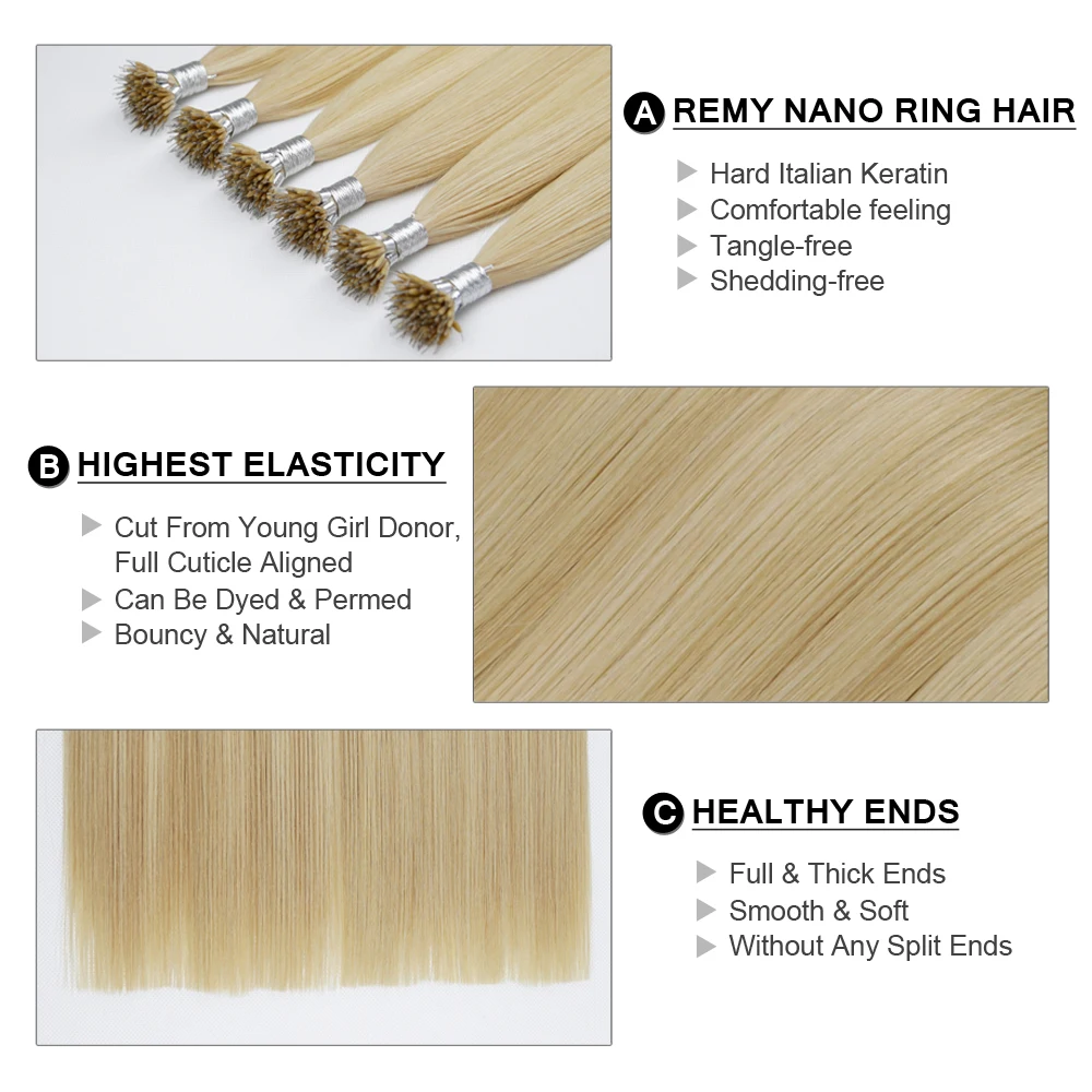 Фея Волосы Remy 0 8 г/локон 16 &quot18&quot 20 &quotРеми нано кольцо наконечник Пряди