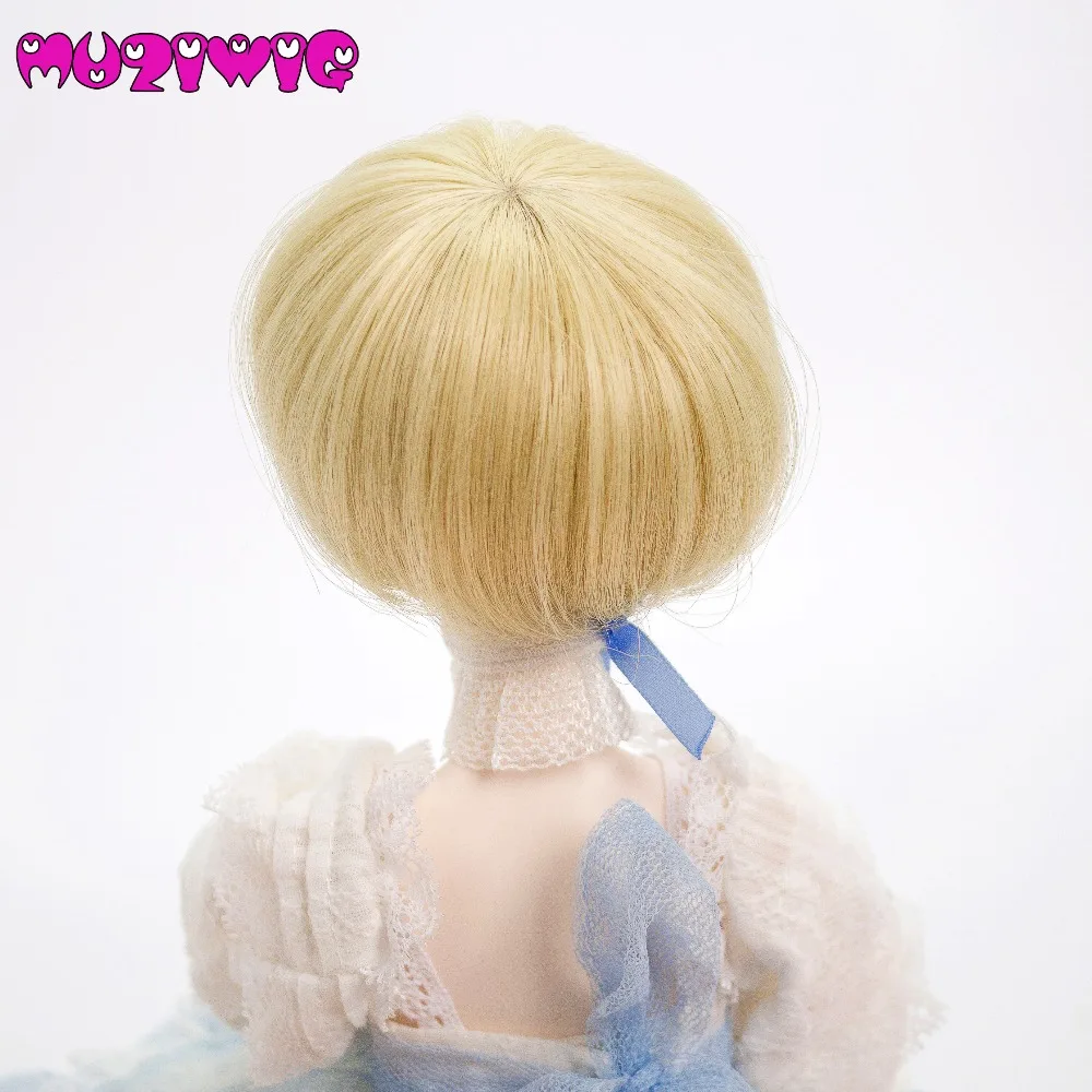 

1/4 Bjd Doll Short Wig High Quality Synthetic Short Cute Bright Golden Bob Boy Style Hair Wig Accessories MUZIWIG 787