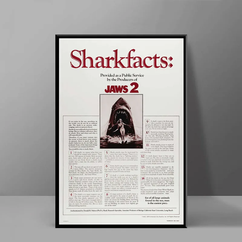 P451 JAWS Классическая серия фильмов ужасная пленка художественная живопись