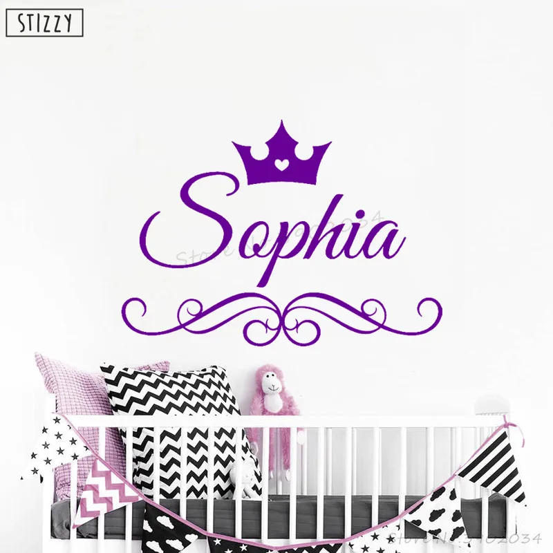 Настенная Наклейка stizzy Princess Crown персонализированные виниловые настенные