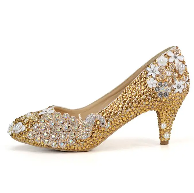 6cm shoe with bag BaoYaFang/вечерние модельные туфли с золотыми кристаллами и сумочкой в виде павлина; свадебные туфли; женские Вечерние туфли на высоком каблуке и платформе - Цвет: 6cm shoe with bag