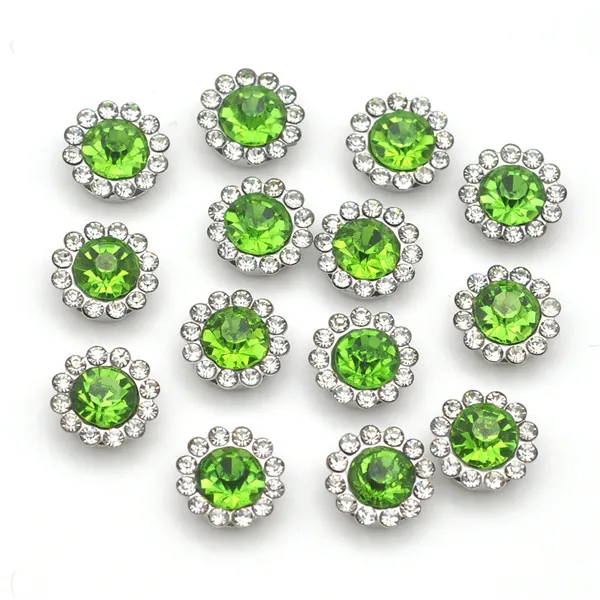 07 Peridot 20 шт Круглые Цветочные Стразы разных цветов с плоской задней стороной Стразы для шитья золотого и серебряного цветов с металлическим кристаллом для одежды - Цвет: 07 Peridot