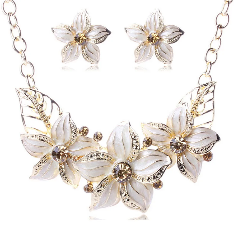 Женское винтажное массивное ожерелье элегантные серьги с цветами|jewelry sets|statement