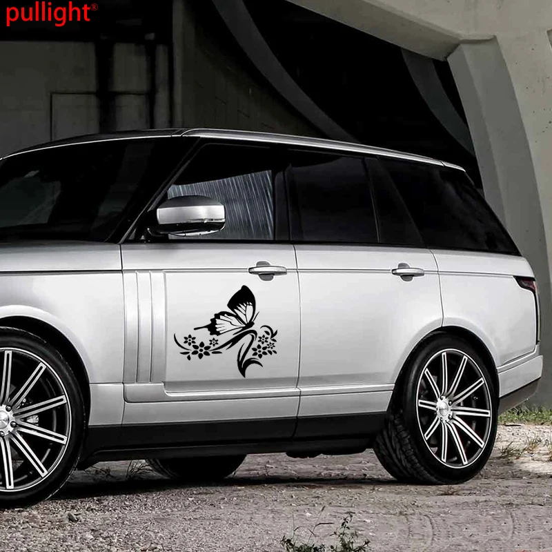 14*15 см цветы и бабочки свежие натуральные виниловые автомобильные наклейки
