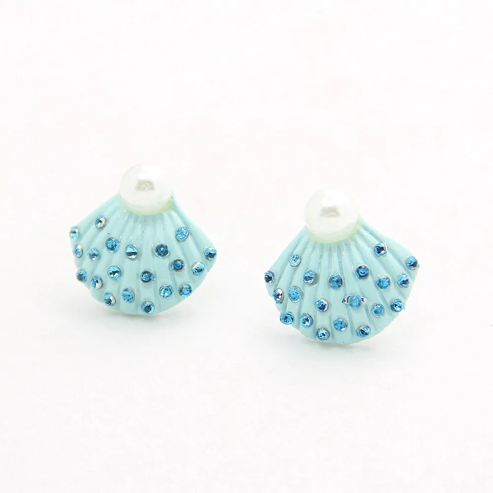 Lovely summer blue shell pearl earrings sweet earring for women free shipping CE086 | Украшения и аксессуары