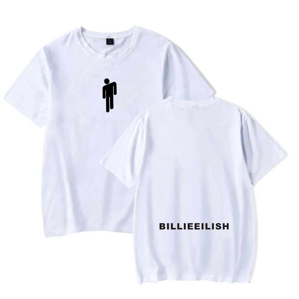Уличная футболка в стиле хип хоп Billie Eilish Harajuku Повседневная с круглым вырезом и