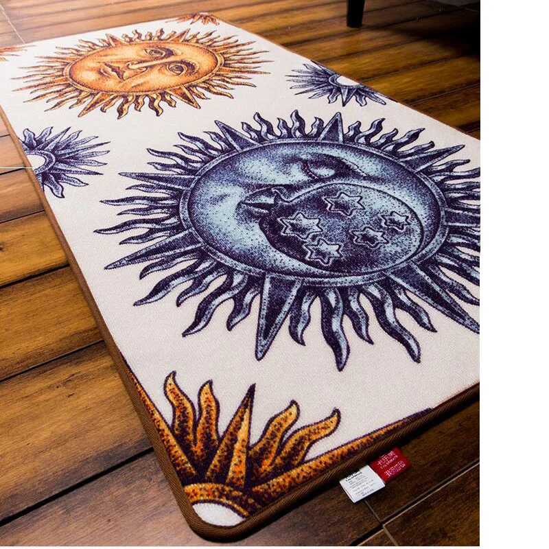 Длинный ковер в европейском стиле с надписью The wind the sun god прикроватный для