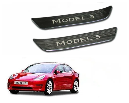 

Накладка на порог из нержавеющей стали для TESLA MODEL 3 2017-2021, черная, одна пара