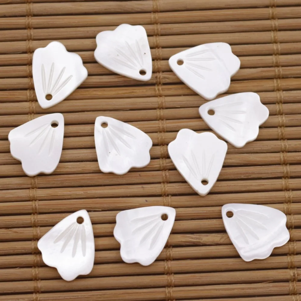 

10 PCS 12mmX14mm Shell Natural White Mother of Pearl Loose Beads Flower Shape