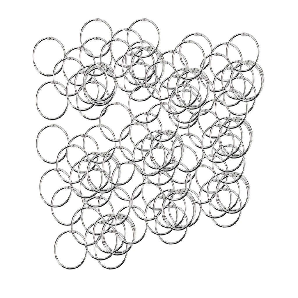 

100PCS Nickel-Plated Thick Metal Book Loose Leaf Binder Rings Clip