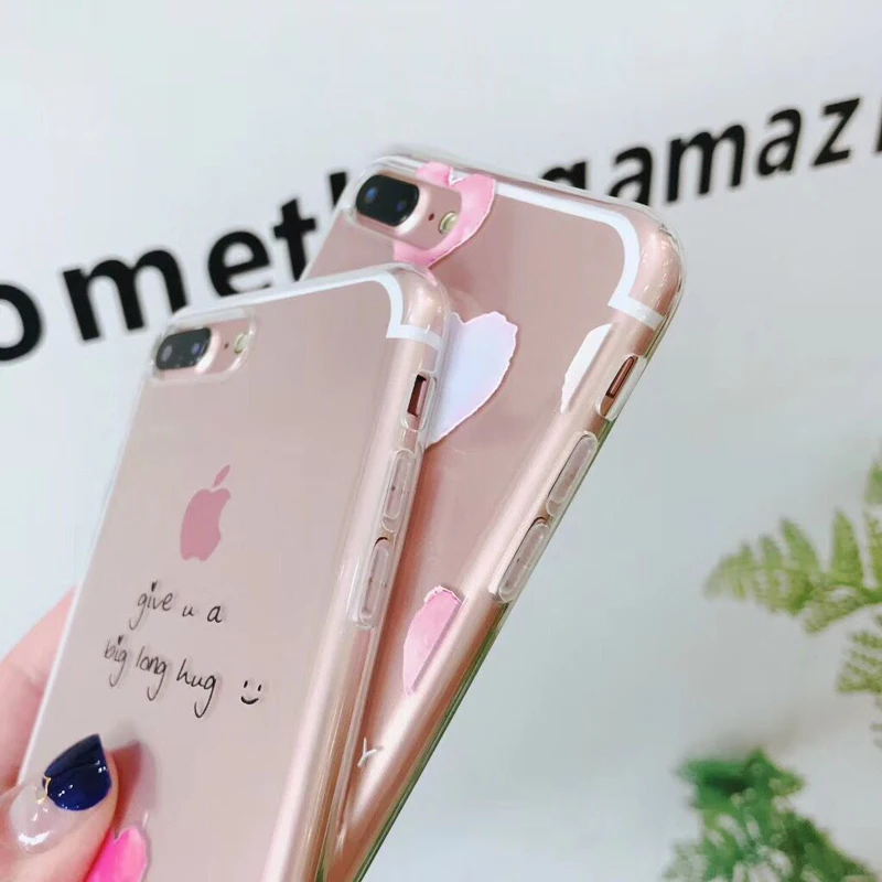 LACK Lovely Cartoon Letters Clear Phone Case For iphone 6 6s Simple Love Heart Soft TPU Cases 7 8 Plus X Back Cover |