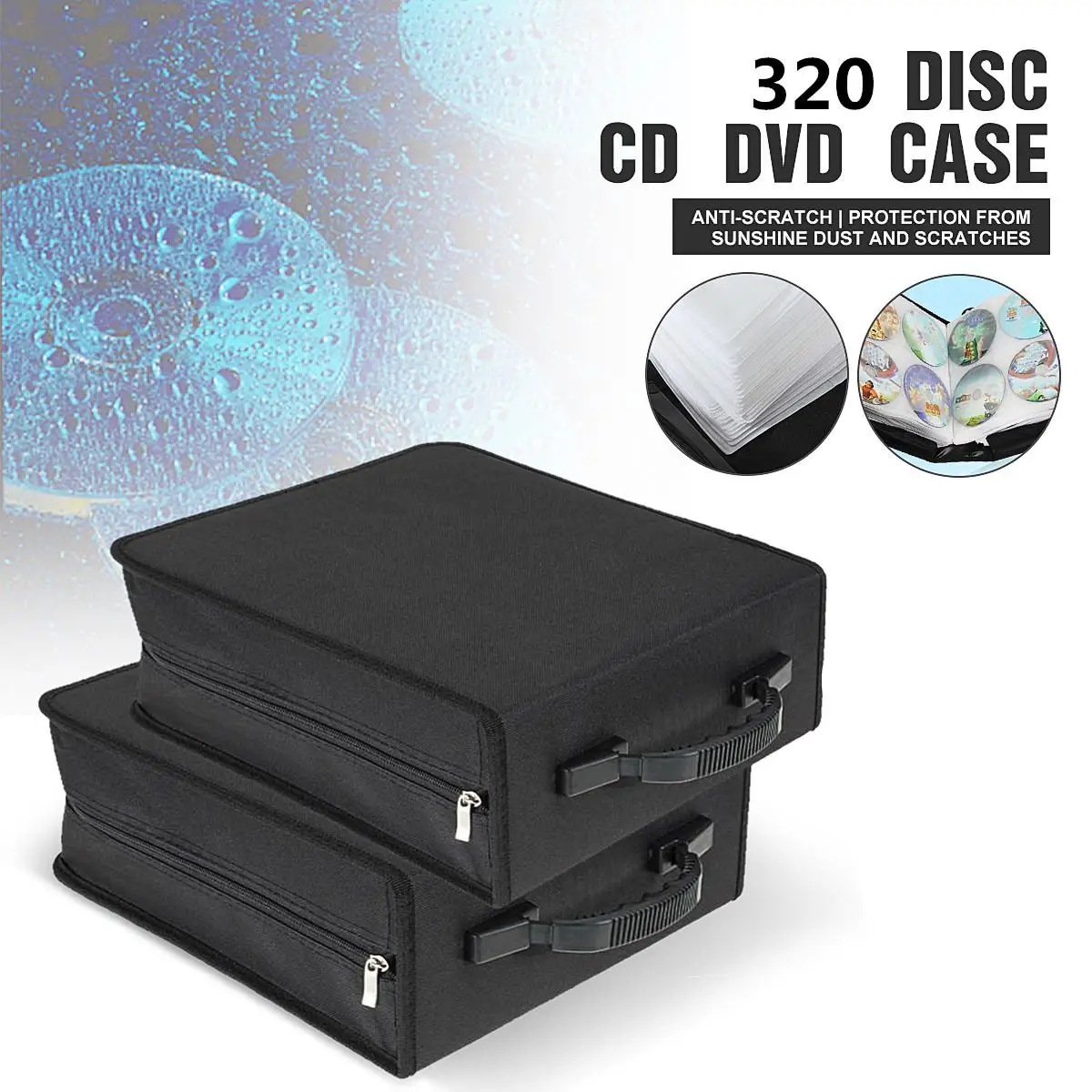 320 шт CD DVD Dics портативный чехол для хранения медиа чехол для переноски Жесткий Чехол-кошелек с держателем для бумажника с универсальной молнией черные рукава