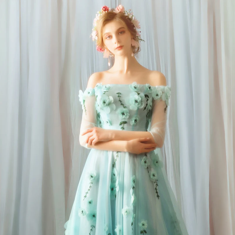 Вечернее Платье Полная Аппликация It's YiiYa Длинные вечерние платья Лодка Шеи