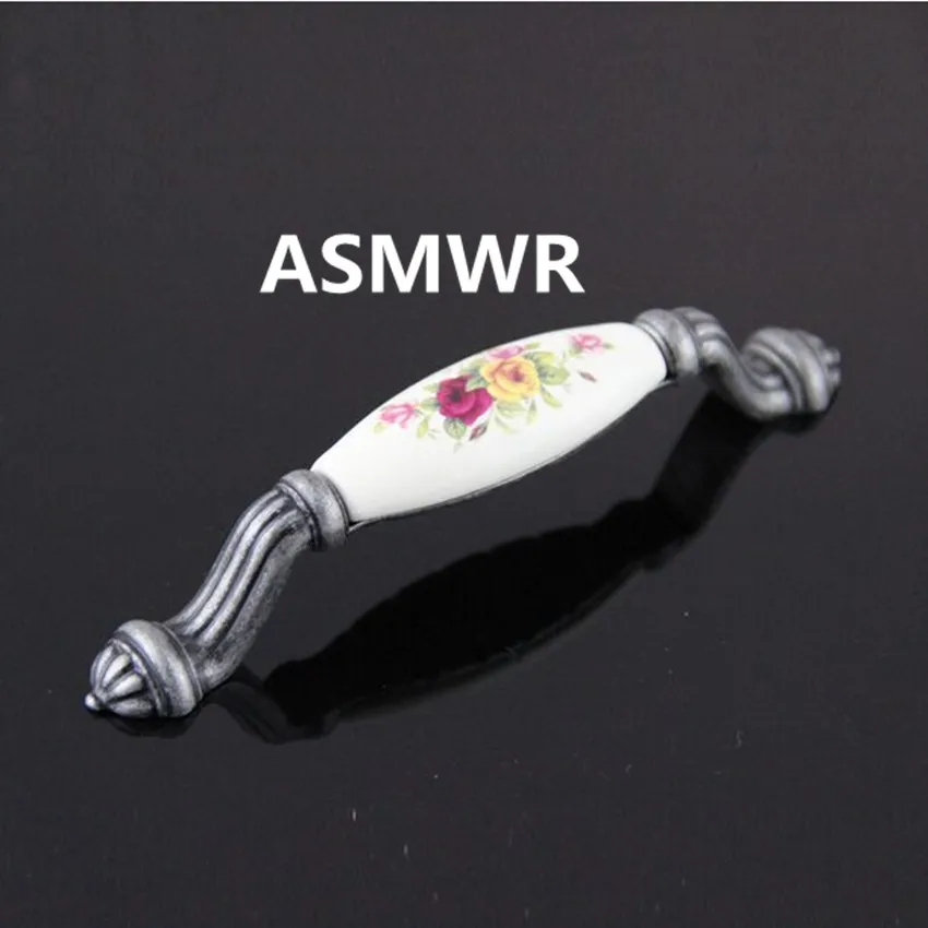 Винтажная Модная золотисто белая мебельная керамическая ручка 128 мм бронзовая