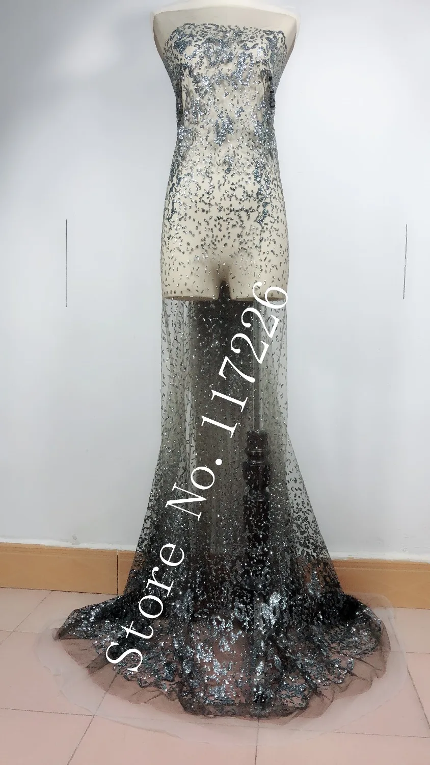 Новое поступление французской кружевной ткани с приклеенными блестками и пайетками для красивых цветов.