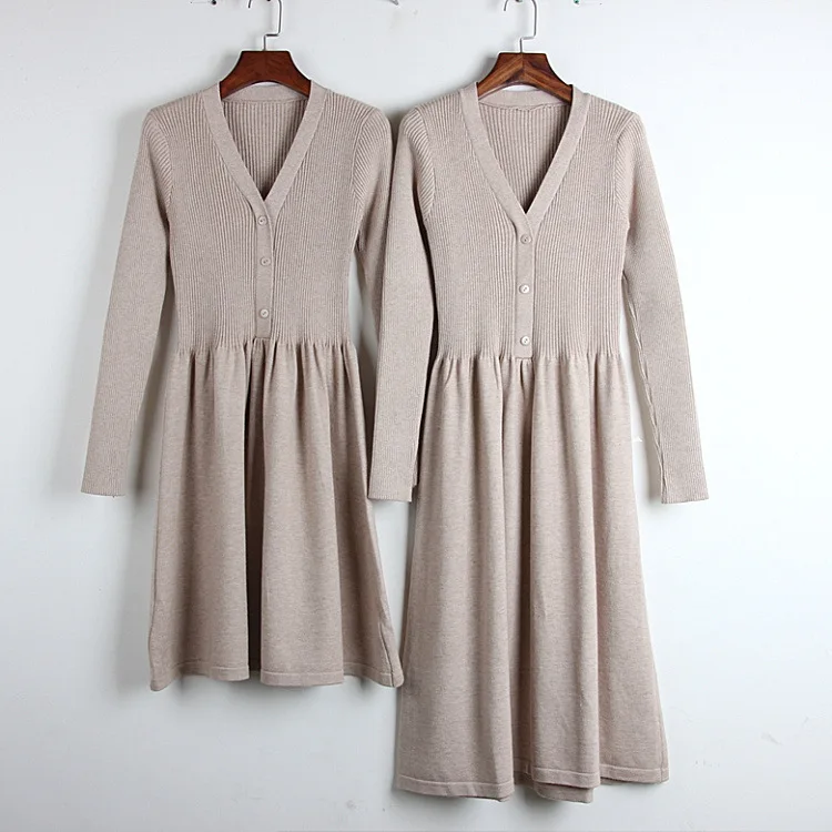 Элегантное ТРАПЕЦИЕВИДНОЕ платье свитер женское 2019 весеннее однотонное с v